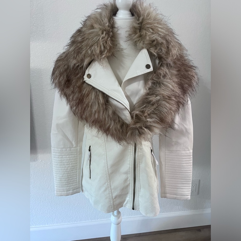 White zip up coat
